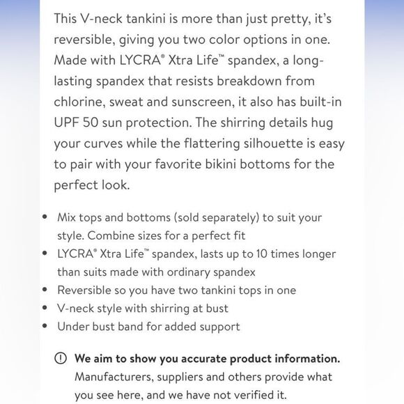 Land’s End REVERSIBLE Soft cup Tankini top Wood Lily Navy Palm print Various - Picture 4 of 4